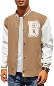 COOFANDY Varsity Letter Jacket Men Baseball Lightweight Jackets Thick Bomber Jacket University Jacket