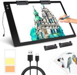 A2 Light Box - Battery Powered Diamond Painting Light Pad, 3 Colors 6 Levels Adjustable Brightness Light Board, Ultra-Thin Rechargeable Tracing Light Box for Drawing Sketching