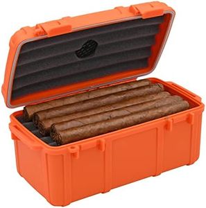 Cigar Caddy 3540-R Blaze 15 Cigar Waterproof Travel Humidor, Blaze Orange Rubberized Exterior