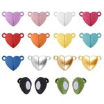 14 Pairs Heart Shaped Magnetic Necklace Clasps and Closures, Colored Magnetic Clasps for Jewelry Making Bracelet Heart Charm Magnetic Breakaway Clasp for Jewelry DIY Accessories