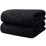 HOMEXCEL Bath Towel Set Pack of 2, (27 x 54 Inches) Microfiber Ultra Soft Highly Absorbent Bath Towel, Lightweight and Quick Drying Towels for Body, Sport, Yoga, SPA, Fitness, Black