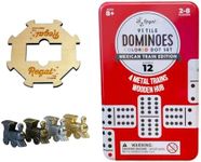 Regal Games Double 12 Mexican Train Dominoes with Wooden Hub and Metal Trains