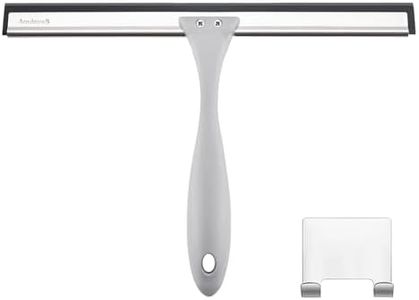 AouloveS Shower Squeegee for Bathroom Glass Doors,Rubber Window Cleaner Squeegee,All-Purpose with Hook Doors, Windows, Mirrors,Tiles and Car Glass, 10 Inches (10-Inch, Gray) 10in