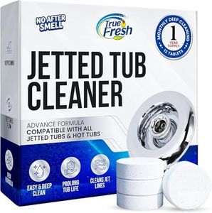 True Fresh Jetted Tub Cleaner Tablets – 12 Cleaning Tablets for Bathtub Jets & Spa Systems, Jet Tub Cleaner for Whirlpool Jets, Removes Scale & Residue, Hot Tub Jet Cleaner System, 1 Year Supply