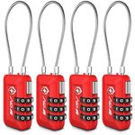 BV TSA Approved Luggage Travel Lock, Set-Your-Own Combination Lock for School Gym Locker, Luggage Suitcase Baggage Locks, Filing Cabinets, Toolbox, Case (Red, 4 Pack)