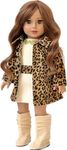 Fashion Girl - Cheetah Coat, Ivory Dress And Ivory Boots - 18 Inch American Girl Doll Clothes