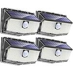 300 LED Solar Lights Outdoor, Big Size Motion Sensor Light IP67 Waterproof 3 Modes 270°Wide Angle Solar Security Wall Lights for Garden, Front Door, Yard, Garage-4 Pack