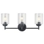 Kichler Winslow 21.5" 3 Light Vanity Light with Clear Seeded Glass in Black