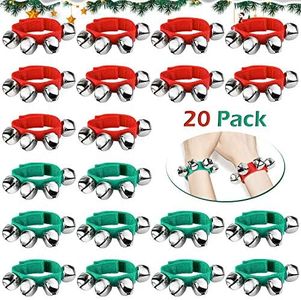 20PCS Christmas Wrist Band Jingle Bells, Musical Instruments for Christmas Party Favors (silver)