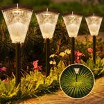 Solar Pathway Lights for Outside,200 Lumens Solar Driveway Lights Outdoor Waterproof,Auto On/Off Solar Garden Fence Lights, Solar Powered Post Landscape Decor Lighting for Path Yard Walkway(4 Pack)