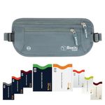 Boxiki Travel, Gray Money Belt with RFID Sleeves Set - 8 Pcs Navy Blue | Secure Waist Bag and RFID Card Holder for Men and Women