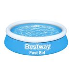 Bestway Fast Set 6 Foot x 20 Inch Round Inflatable Above Ground Outdoor Swimming Pool with 248 Water Capacity and Repair Patch, Blue (Pool Only)