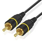 Subwoofer S/PDIF Audio Digital Coaxial RCA Composite Video Cable (50 Feet) - Gold Plated Dual Shielded RCA to RCA Male Connectors - Black