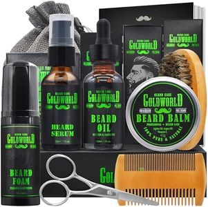 Beard Kit,Beard Growth Kit,Beard Grooming Kit,w/Beard Guard,Beard Growth Oil,Beard Balm Conditioner,Beard Brush,Beard Comb,Scissor,Storage Bag,E-Book,Beard Care & Trimming Kit Gifts for Men Him