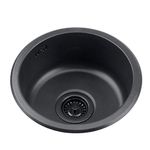 Bath Fixtures Black Round Sink Kitchen 304 Stainless Steel Sink Round Single Sink Bathroom Round Washbasin Washing Vegetables And Dishwashing Pool (Color : Black, Size : 30cm|11.8inches)