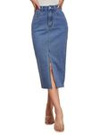 BLACKX Denim Skirt for Women| Short Denim Skirt for Women| Denim Slit Skirt for Women - 1003 (in, Alpha, L, Blue)