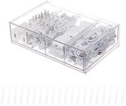 Yesesion Clear Plastic Cable Organizer Drawer with Adjustable Compartments and 20pcs of Wire Ties, Large Electronics Cord Management Box, Desk Accessories Storage Case for Office Supplies (Type J)