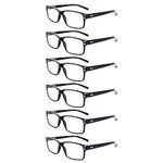 ZONLON 6 Pack Reading Glasses for Men Women Blue Light Blocking Lightweight Black Computer Readers with Spring Hinges 2.0 +