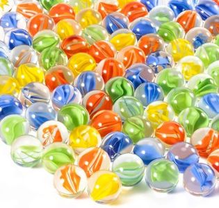 Sukh 100Pcs Glass Marbles - Marbles Bulk Marble Collection Cat Eye Marbles Mix 4 Colors Marbles Sizes with 14mm and 16mm for Marble Bounce Game