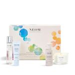 NEOM- Wellbeing Discovery Collection | Perfect Night's Sleep Pillow Mist, Happiness Travel Candle, Real Luxury Magnesium Body Butter & Super Shower Power Cleanser | Gift Set | Mother's Day