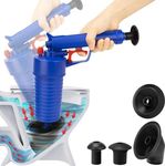 Suicune Toilet Plunger Kitchen Sink Sewer Dredge Tool, High Pressure Air Drain Pump Pipe Dredge Tools Drain Cleaning Tool with 4 Suckers for Kitchen Bathtub Shower Sink Plunger