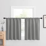 NICETOWN Tier Curtains 36 Inches Length, Short Curtain Rod Pocket 50% Light Block Windows Valances for Bedroom Bathroom Closet RV Camper Decor, W42 x L36, Silver Grey