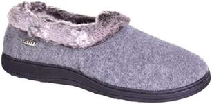 Acorn Women's Faux Fur Chinchilla Collar Slipper, Stone, Medium / 6.5-7.5