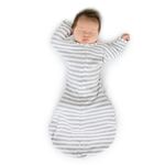 SwaddleDesigns Transitional Sack with Arms Up, Heathered Gray Stripes, Small, 0-3mo, 6-14 lbs (Parents' Picks Award Winner), Small