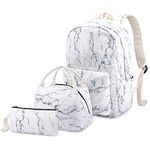 Marble Teen Girls School Backpack Set, School Bag Bookbag with Lunch Box Pencil Case