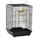 PawHut 23" Bird Cage Flight Parrot House Cockatiels Playpen with Open Play Top and Feeding Bowl Perch Pet Furniture Black