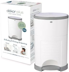 Diaper Dekor Plus Hands-Free Diaper Pail | White | Easiest to Use | Just Step–Drop–Done | Doesn’t Absorb Odors | 20 Second Bag Change | Most Economical Refill System | Great for Cloth Diapers