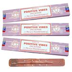 Satya Nag Champa Positive Vibes Incense Sticks | x3 pack | with SAMASIA incense sticks holder | Used for Aromatherapy, Spa, Yoga, Weddings, Meditation, Healing, Positivity and Relaxation