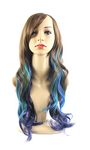 Xiaoyu 14"60cm Harajuku Style Mixed Brown Blue Green Purple Female Curly Cosplay Wig