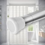 Sittella (85Cm To 140Cm) Extendable Shower Curtain Tension Rod Non-Drilling Anti-Skid Spring Pull Rod -Stainless Steel, White-Silver
