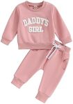 FIOMVA Daddys Girl Baby Clothes Toddler Fall Winter Outfits Sweatshirt Pants 2 Piece Set Shirt Sweatpants Suit, H Embroidered Daddy's Girl Pink, 0-6 Months