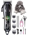Blanlody Dog Clippers Professional for Thick Hair Dog Grooming Kit Low Noise, Dog Grooming Clippers Cordless Rechargeable Cat Clippers with Display Dog Trimmer for Grooming 4 in 1 Dog Shaver for Pet