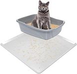 Skywin Cat Litter Box Mat 24 X 24 Inch, Silicone Cat Litter Rug Ctcher, Washable and Lightweight Cat Accessories for Indoor, Kitty Mat (Grey)
