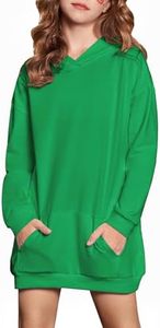 Arshiner Casual Pullover Hoodies for Girls Long Sleeve Hooded Sweatshirts with Pockets Green Christmas Size 5-6Y