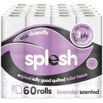 Splesh by Cusheen 3-ply Toilet Roll - Lavender Fragrance (60 Pack) Soft, Quilted Bulk Toilet Rolls, Toilet Tissue and Loo Rolls – Eco-Friendly Toilet Paper Sustainably Crafted in The UK