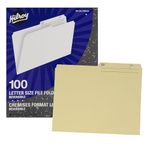 Hilroy 55961 Recycled File Folders, Letter Size, 9.5 Point, Half Cut, Reversible, Manila, 100-Count