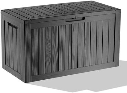 KFY 80 Gallon Waterproof Resin Deck Box, UV Resistant Outdoor Storage for Garden, Patio, Porch, Delivery, Black