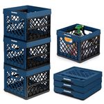 CleverMade Collapsible Milk Crate, Ocean, 3PK - 25L (6 Gal) Stackable Storage Bins, Holds 50lbs Per Bin - Clevercrates are Heavy Duty, Plastic Collapsible Storage Crate for Multi Purposes