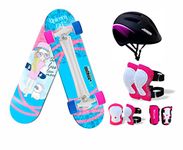 Jaspo Unicorn Girl Fiber Material Skateboard (26.5X6.5 Inches) (Combo (Knee,Elbow & Wrist Guard And Helmet) (For Age Group 7 Years And Above) (Unicorn Pro (Deck Size 26"X6.5") - Black