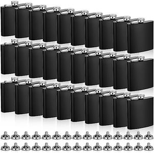 30 Pieces Hip Flasks Set Stainless Steel Liquor Flask with Funnel Metal Leak Proof Flask Pocket Whiskey Flasks for Men Women Bridesmaid Wedding Party Supplies (Black,6 oz)