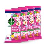 Dettol Flower Power Antibacterial Multipurpose Biodegradable Cleaning Wipes | Peony & Rose Fragrance | Limited Edition | 50s (Pack of 4)