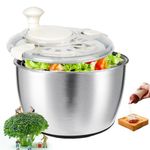 Stainless Steel Salad Spinner 4700 ml Large Salad Vegetable Spinner Salad Dryer with Crank Drive for Fruit Vegetable Salad Salad Dryer Salad Manager with Lid with Squeeze Sauce Bottle 350 ml