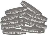 In The Fight For Someone I Love Brain Cancer Diabetes Parkinson's Disease Tumor Wristband Bracelet 10-Pack (Grey), Adult Unisex, Silicone