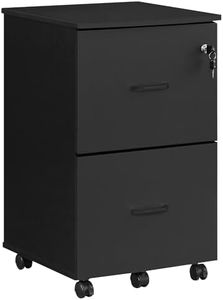 VASAGLE 2-Drawer File Cabinet, Locking Filing Cabinet for Home Office, Small Rolling File Cabinet, Printer Stand, A4, Letter-Size Hanging File Folders, Ink Black ULCD027T16V2