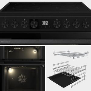 Hisense 60cm Electric Cooker – Black Freestanding Oven