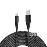 iPhone Charger Cord 20FT (6M) [Apple MFi Certified], USB A to Lightning Cable, Extra Long Fast Apple Charger Cable, Nylon Braided USB Lightning Cable 2.4A for iPhone/iPad/iOS